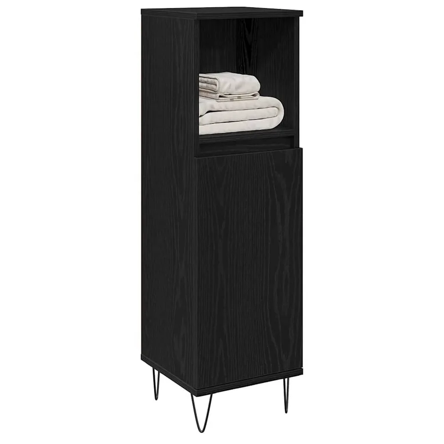 Cabinet de salle de bain avec porte Chêne noir 30 x 30 x 100 cm - 3