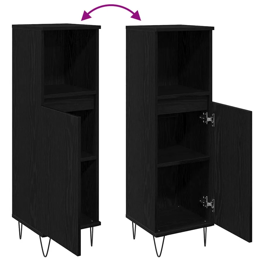 Cabinet de salle de bain avec porte Chêne noir 30 x 30 x 100 cm - 8