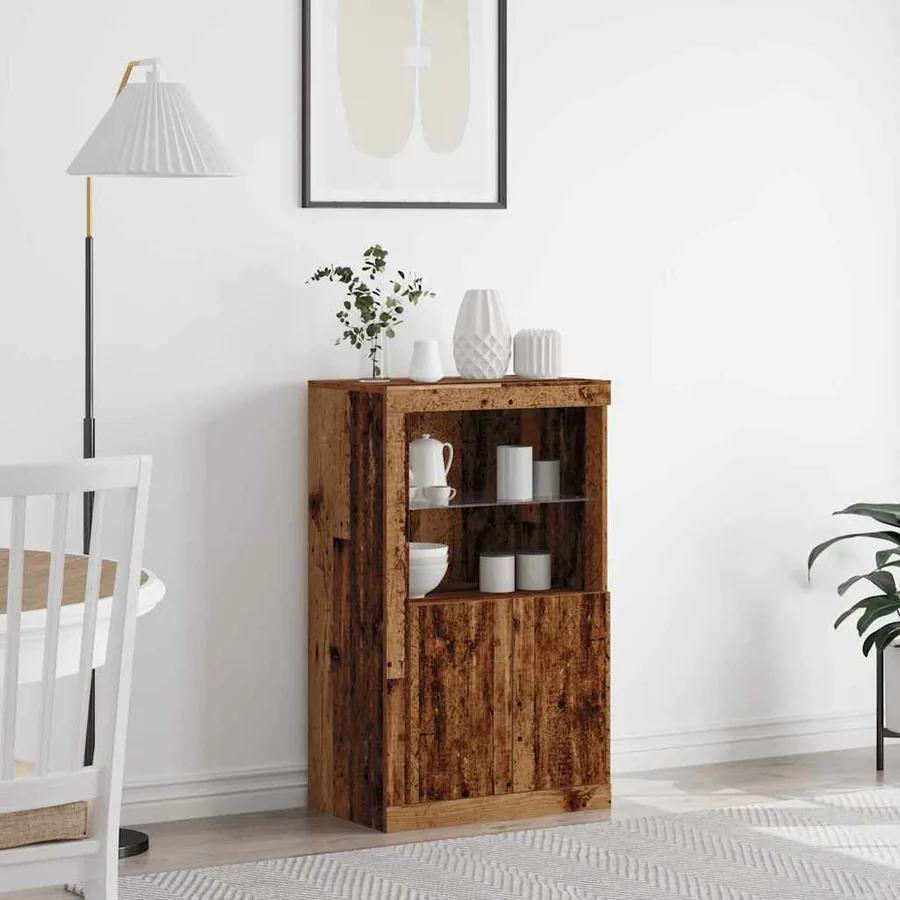 Buffet LED Bois ancien 60,5 x 37 x 100 cm Bois d'ingénierie