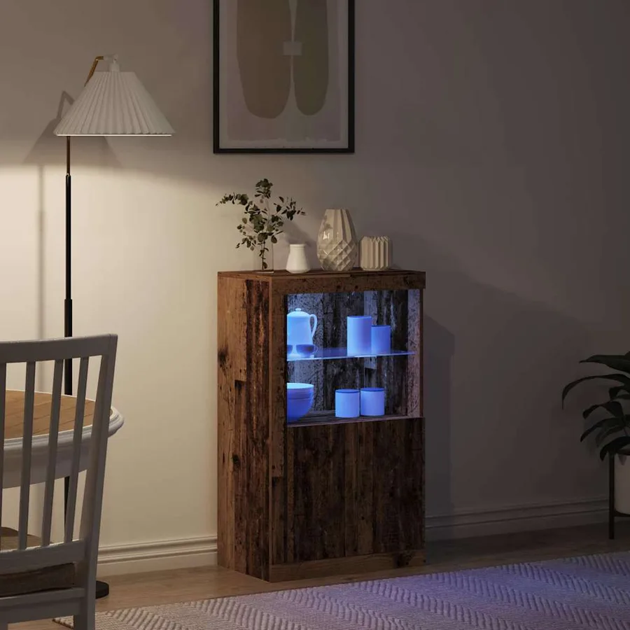 Buffet LED Bois ancien 60,5 x 37 x 100 cm Bois d'ingénierie - 5