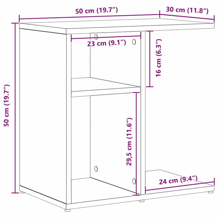 Table d'appoint Chêne noir 50 x 30 x 50 cm Bois d'ingénierie - 10