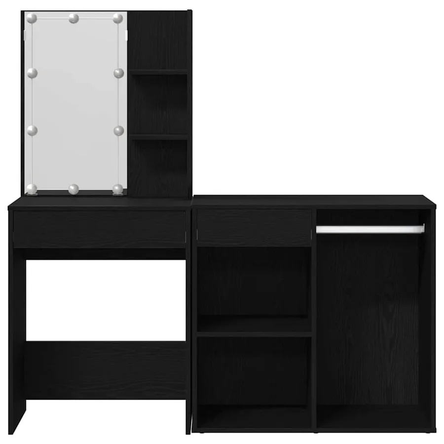 Ensemble de table de maquillage LED avec tiroir Chêne noir - 9
