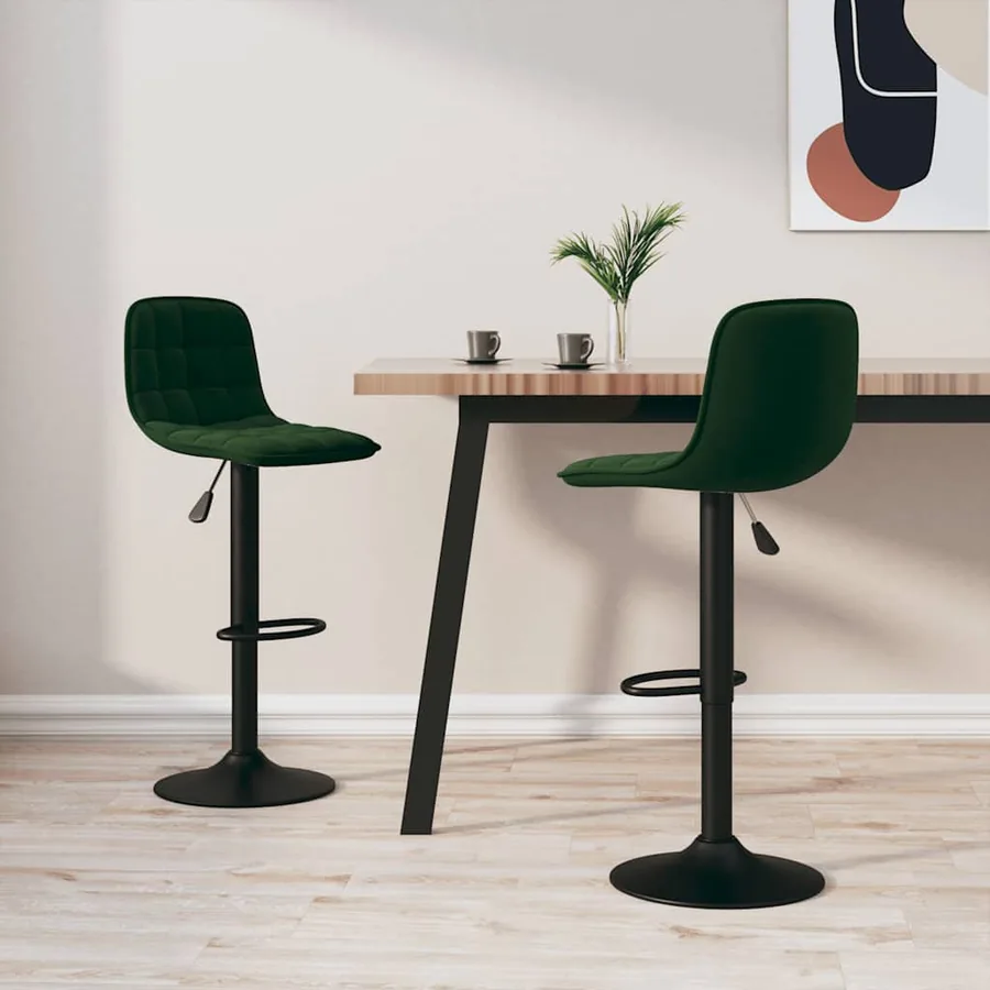 Tabourets de bar lot de 2 vert foncé velours