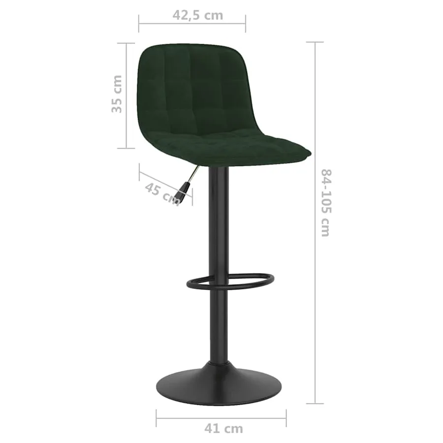 Tabourets de bar lot de 2 vert foncé velours - 10