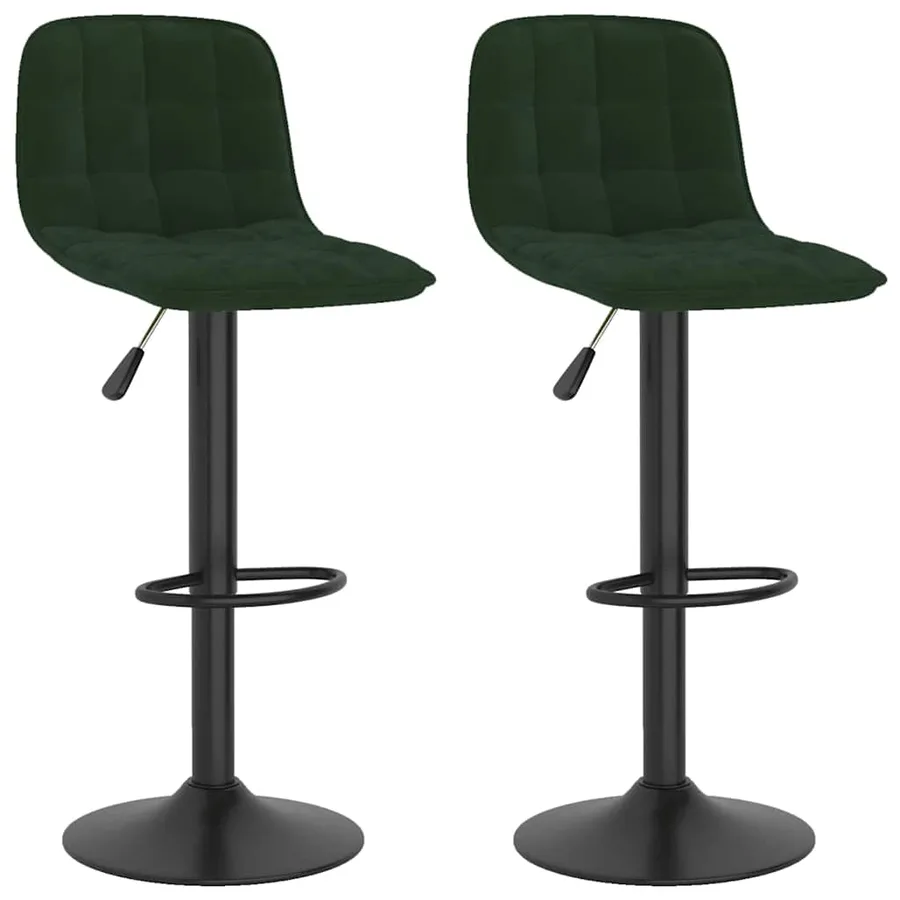 Tabourets de bar lot de 2 vert foncé velours - 2