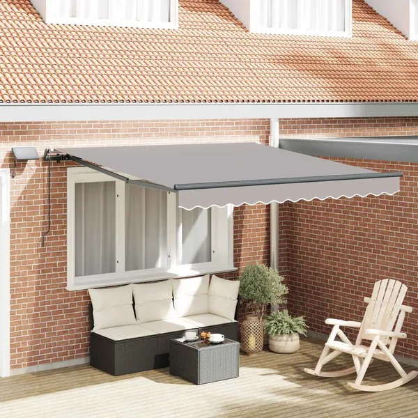 Auvent rétractable Gris clair 300 x 250 cm Tissu et Aluminium