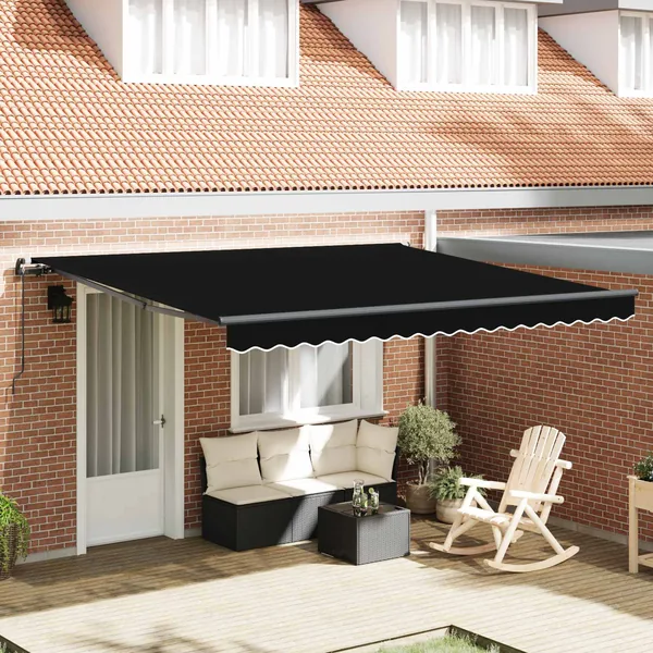 Auvent rétractable Noir 400 × 300 cm Polyester et Aluminium