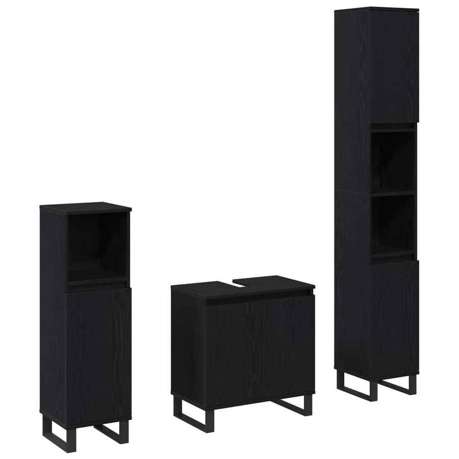 Ensemble de mobilier de salle de bain 3 pcs Chêne noir - 2