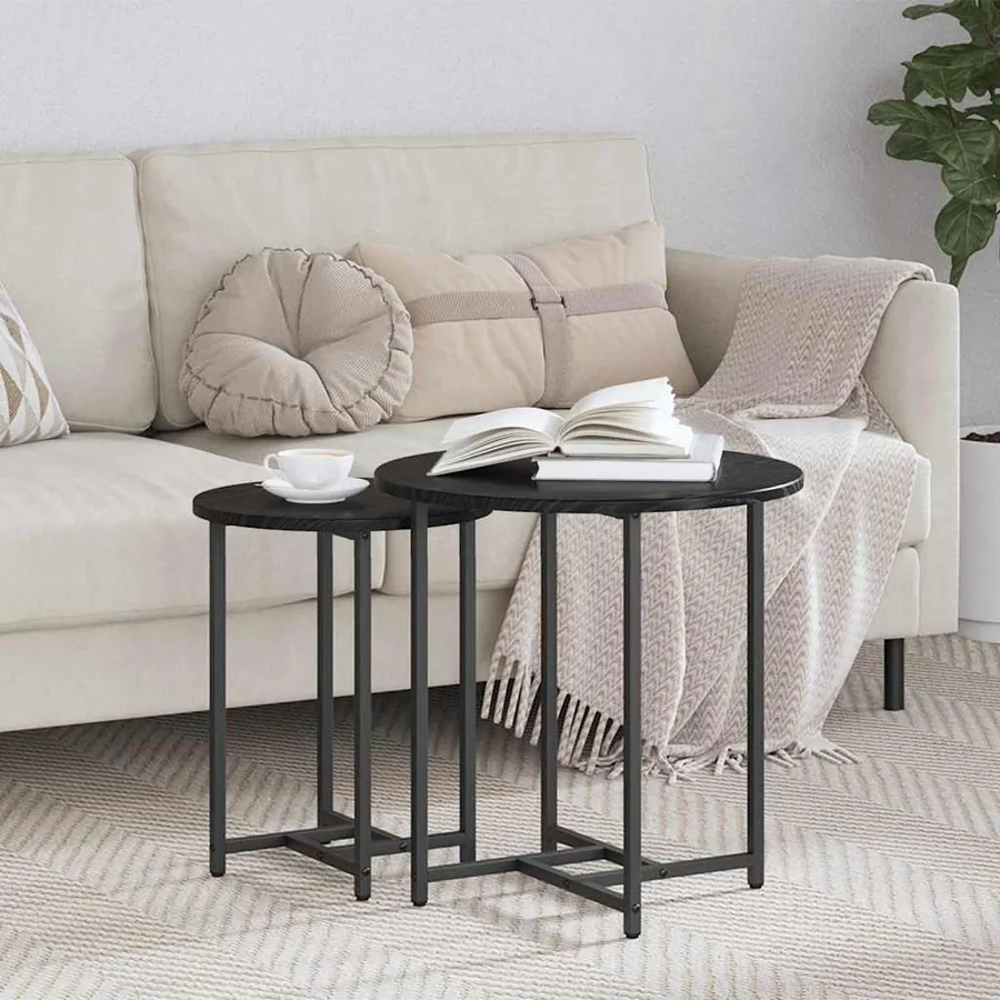 Ensemble de tables d'appoint 2 pcs Chêne noir