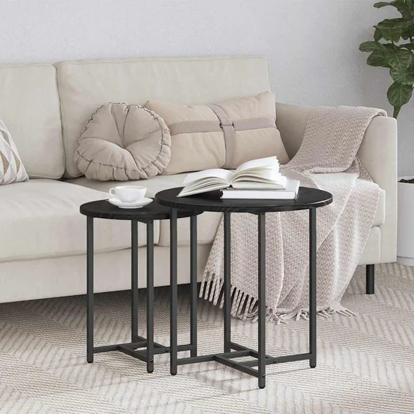 Ensemble de tables d'appoint 2 pcs Chêne noir