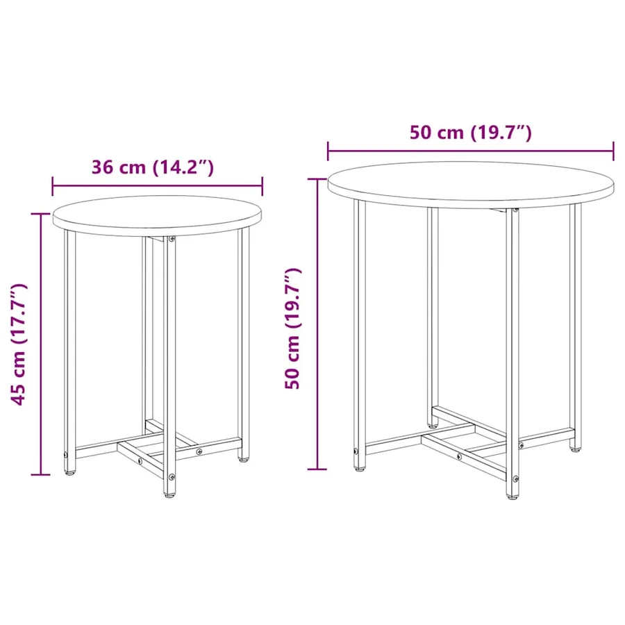Ensemble de tables d'appoint 2 pcs Chêne noir - 10