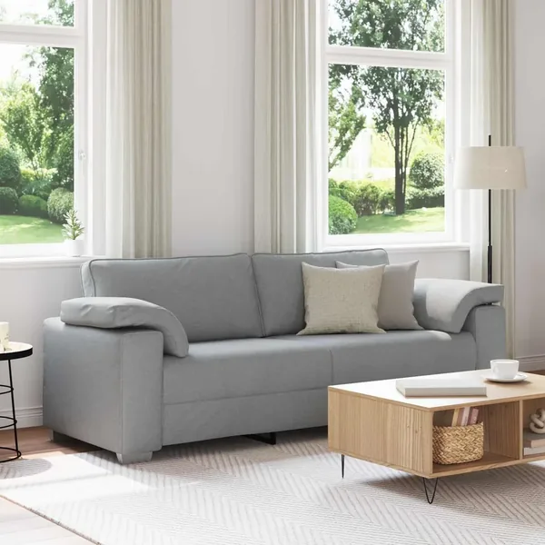 Sofa 3 places Gris clair 220 cm tissu