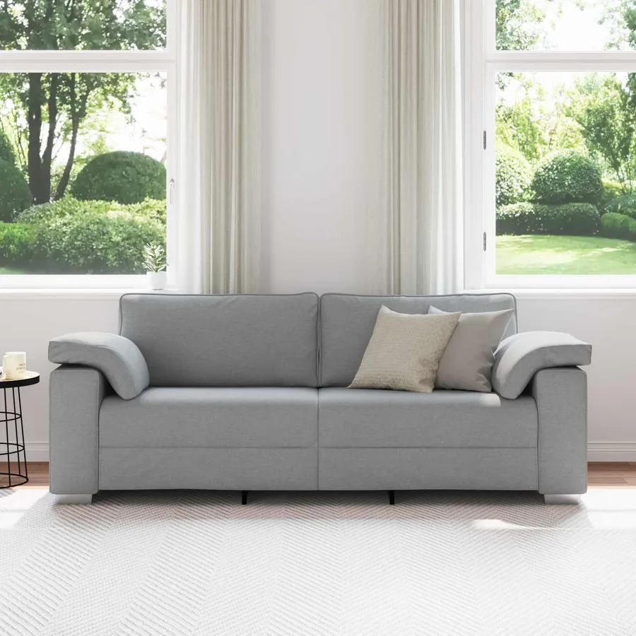 Sofa 3 places Gris clair 220 cm tissu - 3