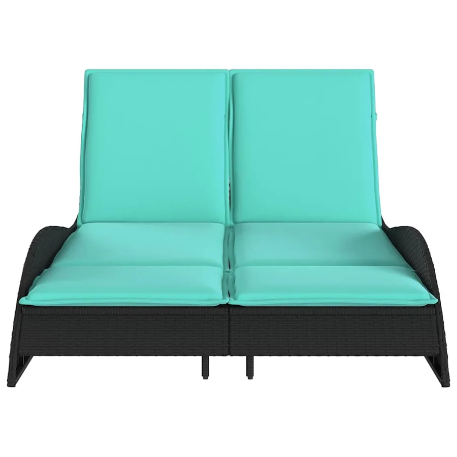 Chaise longue avec coussins Noir 114x205x73 cm Résine tressée - 4