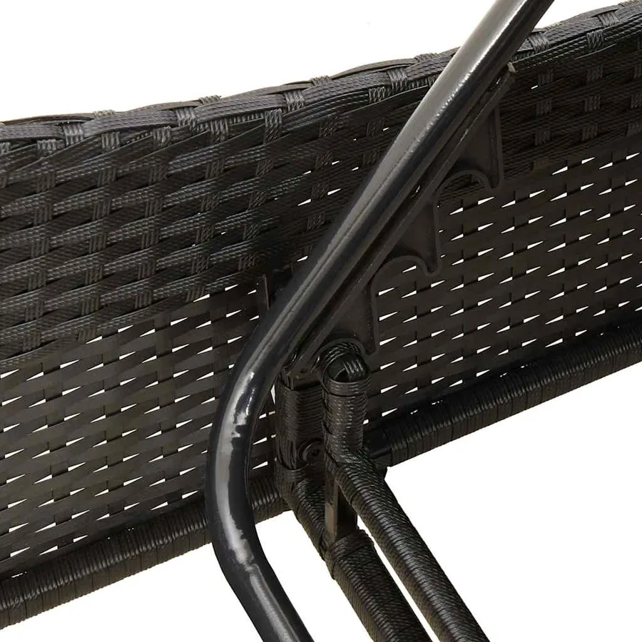 Chaise longue avec coussins Noir 114x205x73 cm Résine tressée - 9