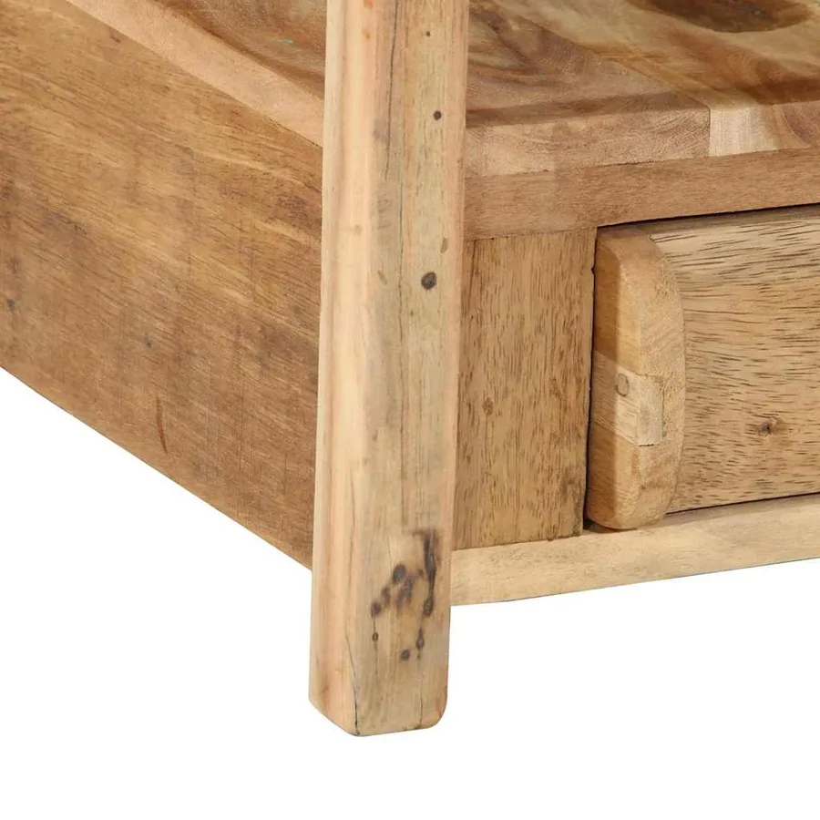 Table d'appoint Marron 43 x 32 x 46 cm Bois Recyclé Solide - 10