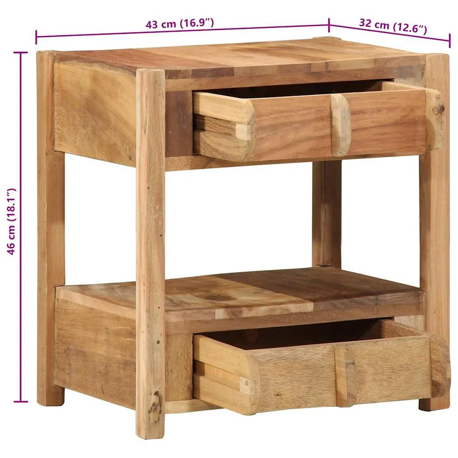 Table d'appoint Marron 43 x 32 x 46 cm Bois Recyclé Solide - 12