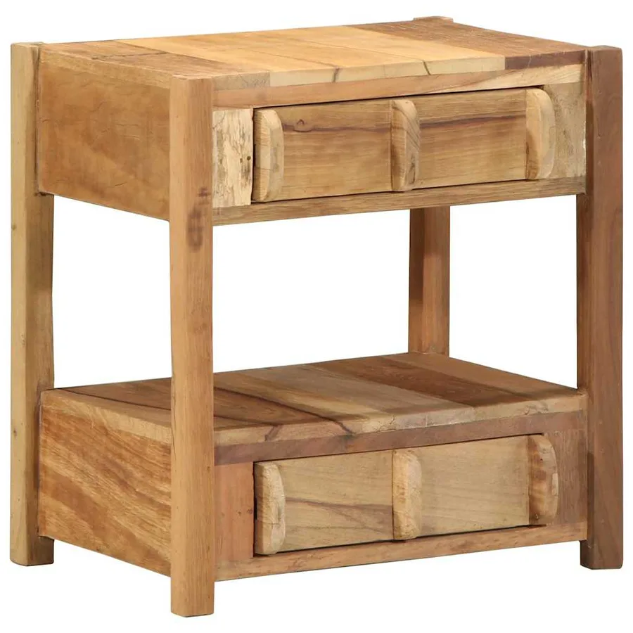 Table d'appoint Marron 43 x 32 x 46 cm Bois Recyclé Solide - 2