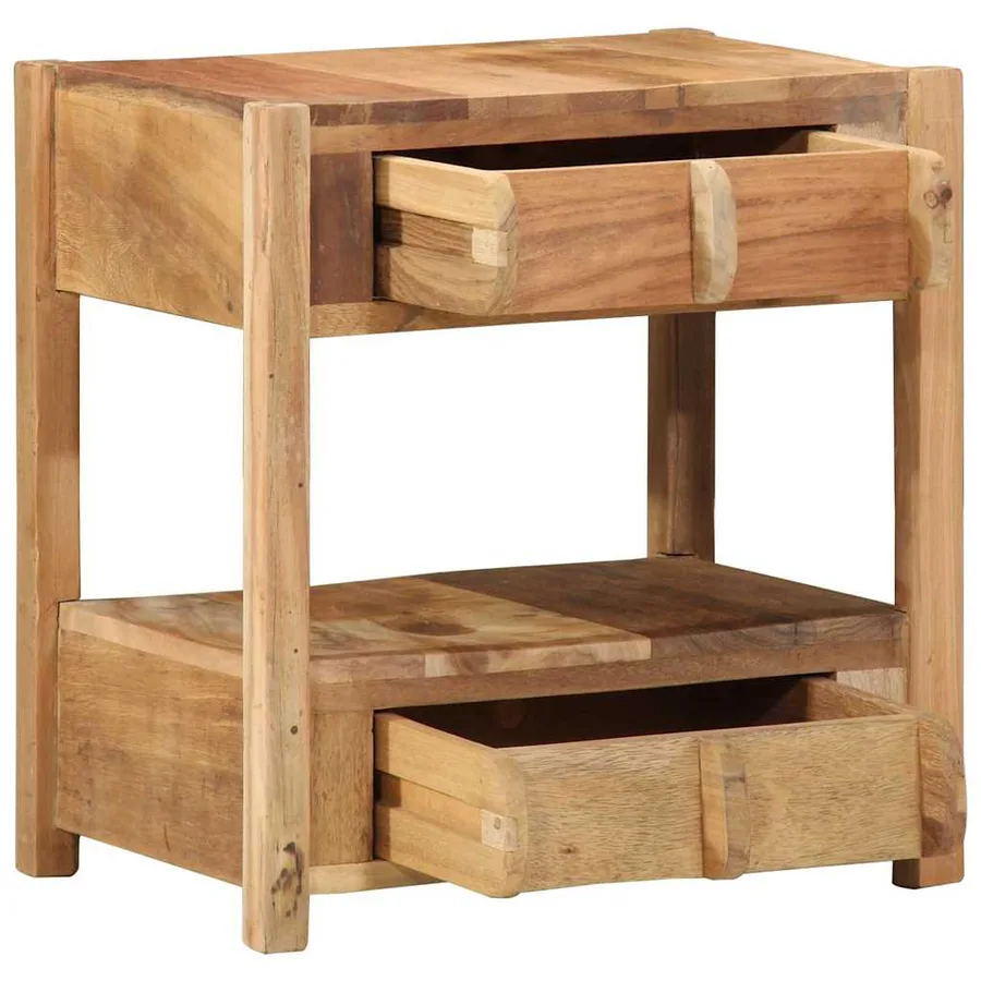 Table d'appoint Marron 43 x 32 x 46 cm Bois Recyclé Solide - 3