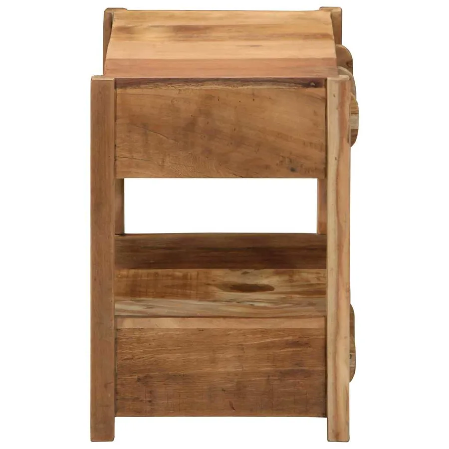 Table d'appoint Marron 43 x 32 x 46 cm Bois Recyclé Solide - 4