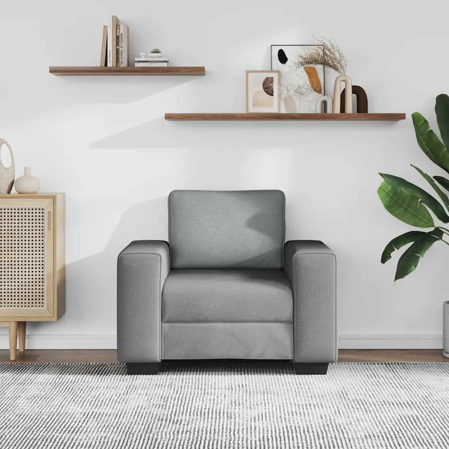 Fauteuil gris clair 100x77x82 cm tissu - 3