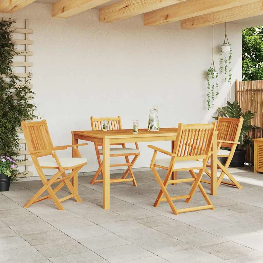 Chaise pliante avec coussin 4 pcs Blanc 49 x 57.5 x 92cm - 3