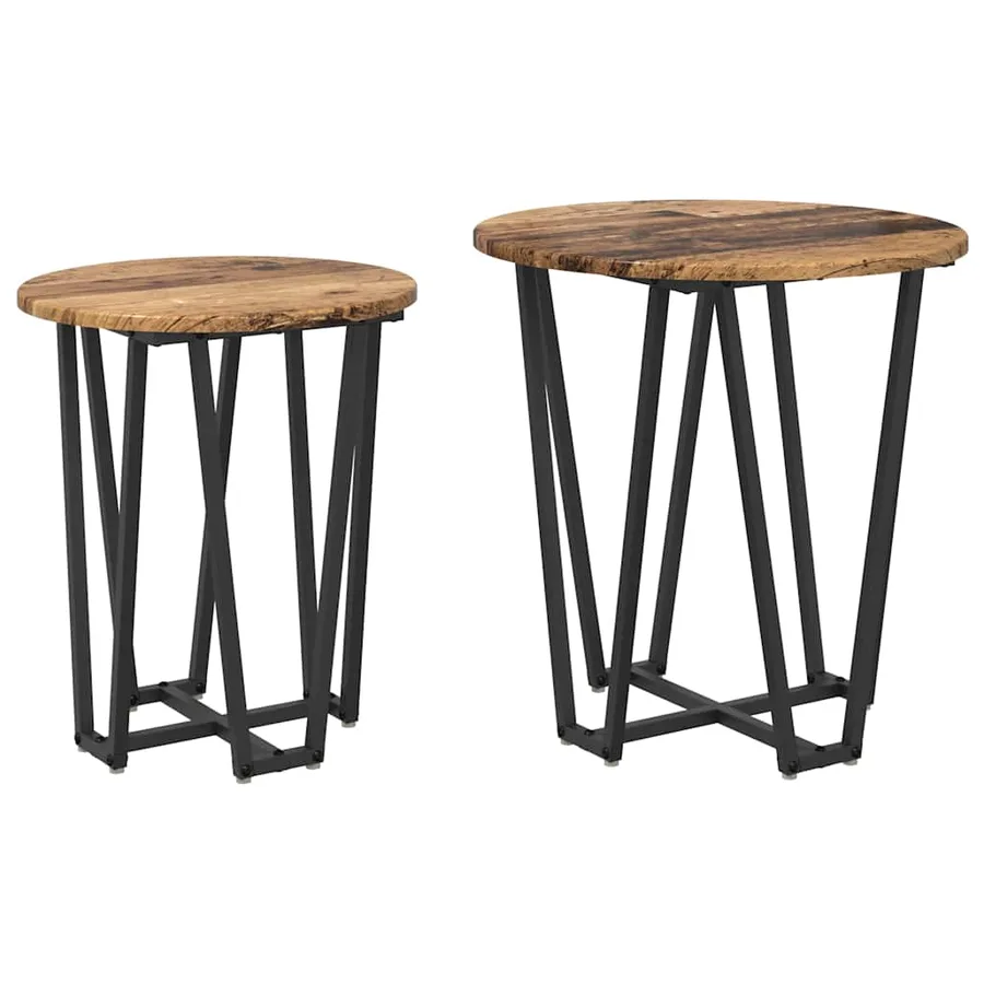 Ensemble de tables d'appoint 2 pcs Bois ancien et noir - 2
