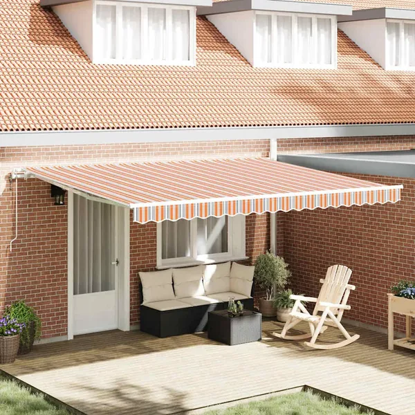 Auvent rétractable Multicolore 450 × 300 cm Tissu et Aluminium