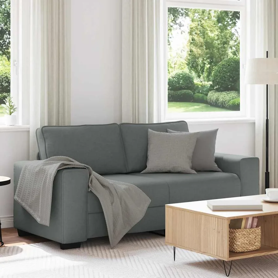 Canapé à 2 places gris foncé 180x77x82 cm tissu