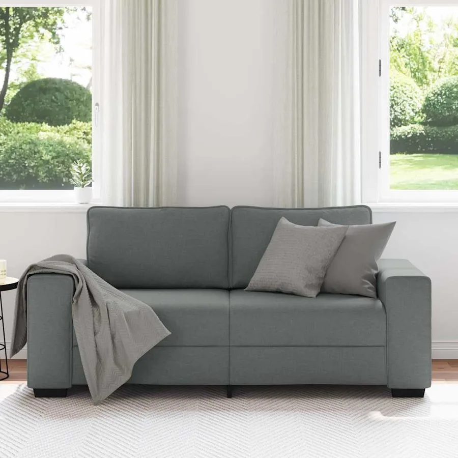 Canapé à 2 places gris foncé 180x77x82 cm tissu - 3