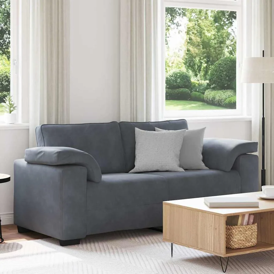 Canapé causeuse gris foncé 180x77x82 cm velours