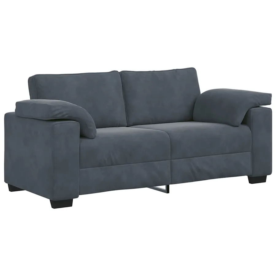 Canapé causeuse gris foncé 180x77x82 cm velours - 2