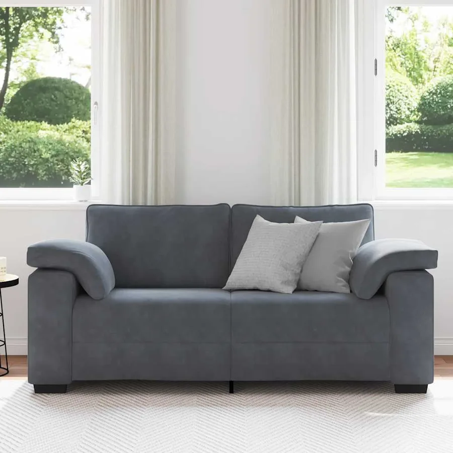 Canapé causeuse gris foncé 180x77x82 cm velours - 3