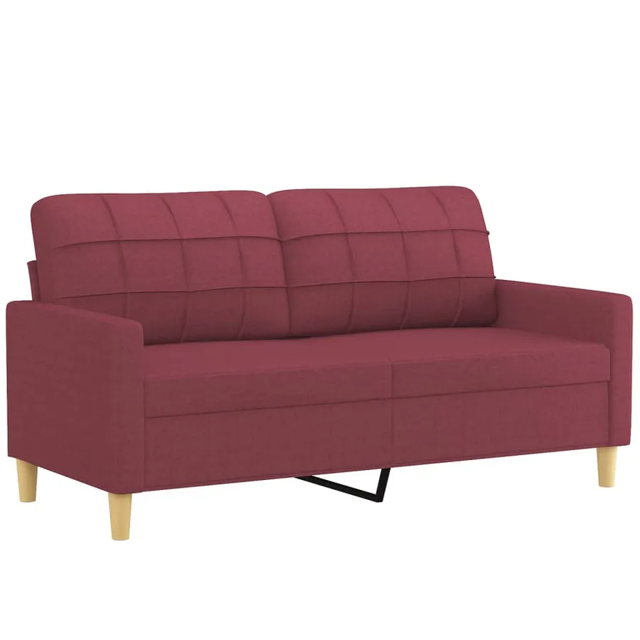 Ensemble de canapés 3 pcs avec coussins rouge bordeaux tissu - 3
