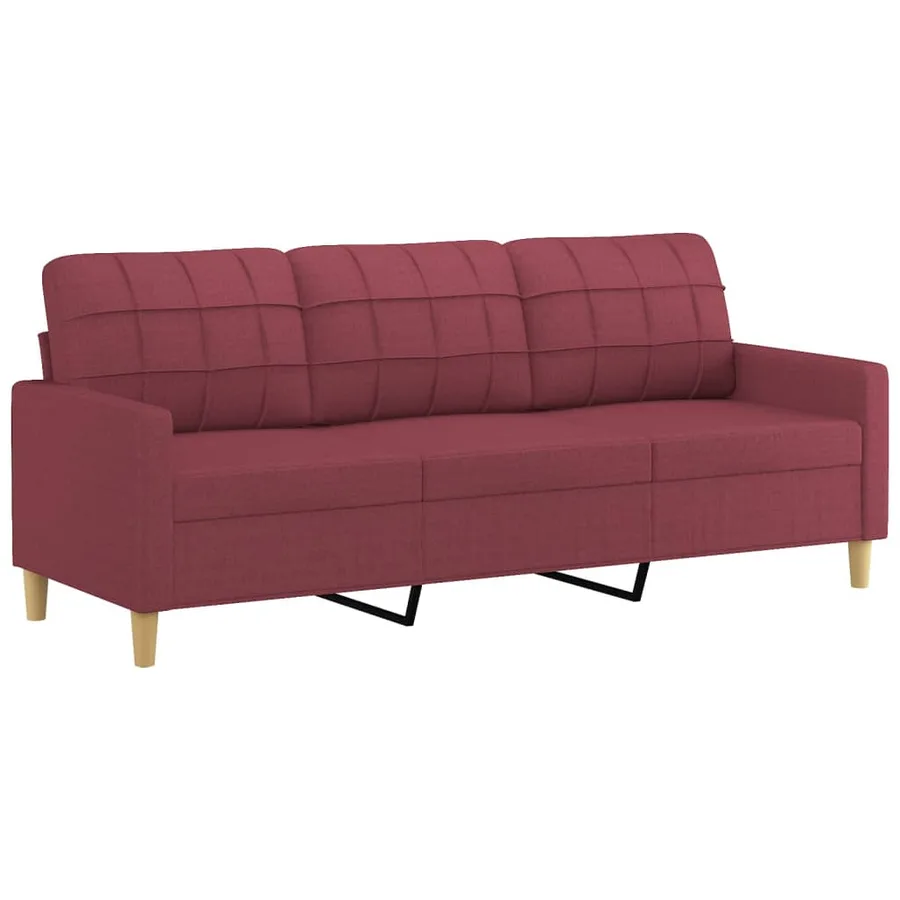 Ensemble de canapés 3 pcs avec coussins rouge bordeaux tissu - 4