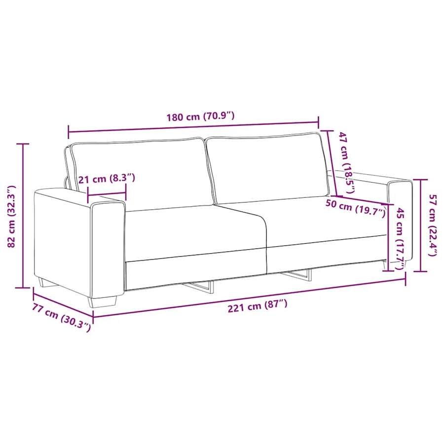 Ensemble de canapé 2 pcs avec coussins en tissu gris foncé - 11
