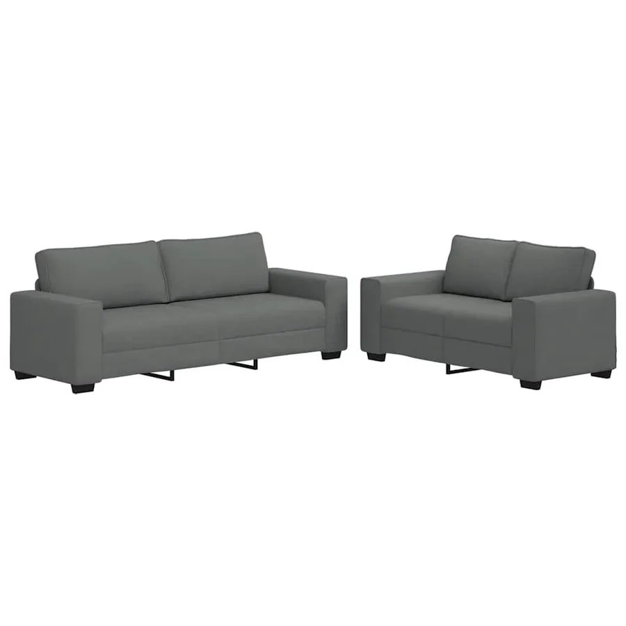 Ensemble de canapé 2 pcs avec coussins en tissu gris foncé - 2