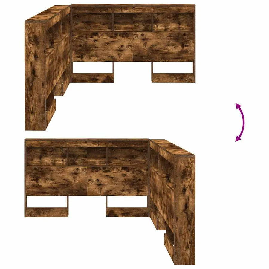 Tête de lit de rangement Chêne fumé 207,5 x 137,5 x 76,5 cm - 10