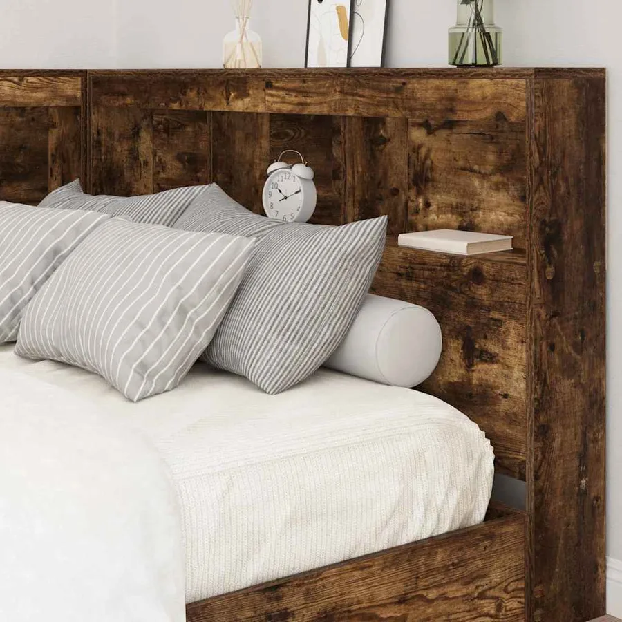 Tête de lit de rangement Chêne fumé 207,5 x 137,5 x 76,5 cm - 4