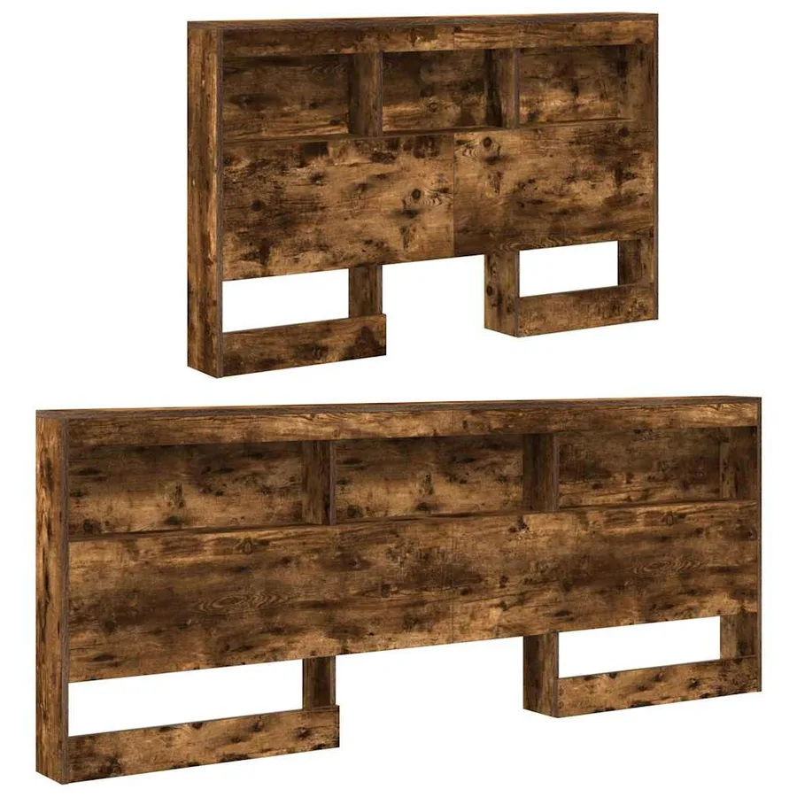 Tête de lit de rangement Chêne fumé 207,5 x 137,5 x 76,5 cm - 5