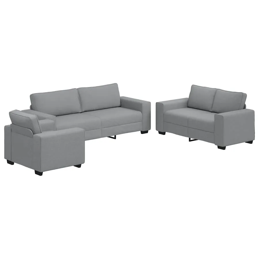 Ensemble de canapé 3 pcs avec coussins en tissu gris clair - 2