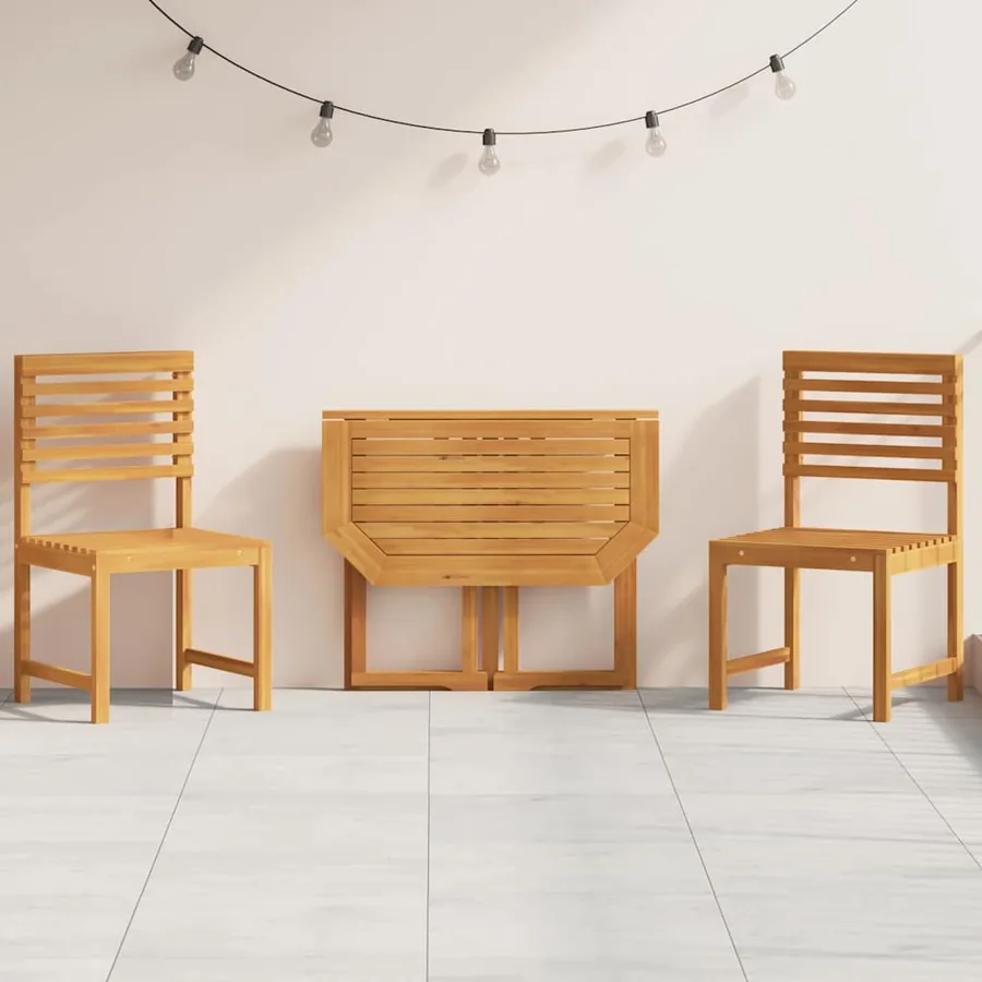 Ensemble bistro de jardin 3 pcs Marron Bois d'Acacia Massif