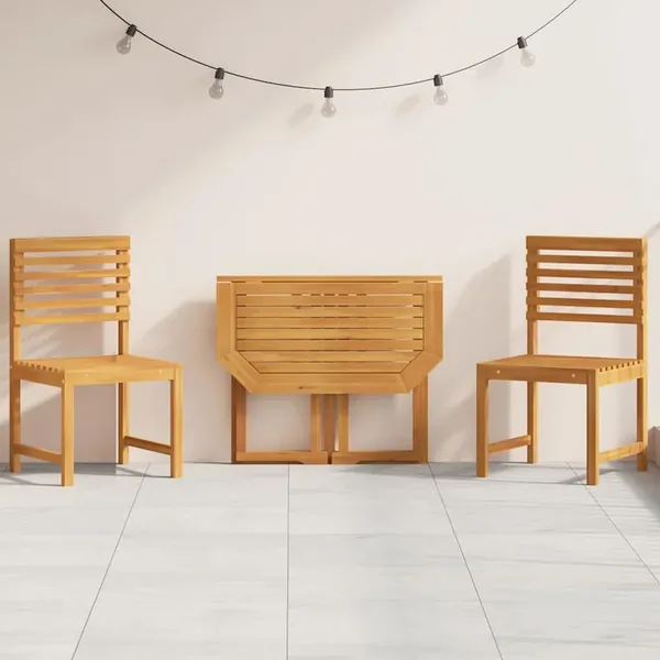 Ensemble bistro de jardin 3 pcs Marron Bois d'Acacia Massif
