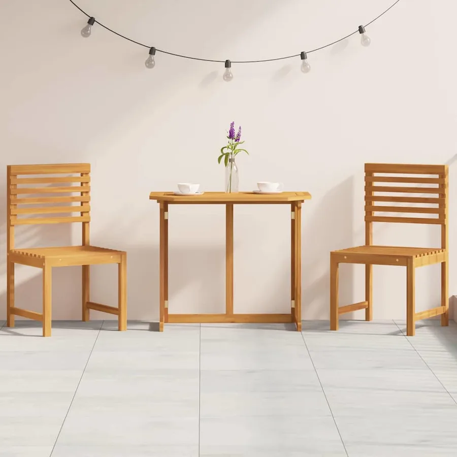 Ensemble bistro de jardin 3 pcs Marron Bois d'Acacia Massif - 4