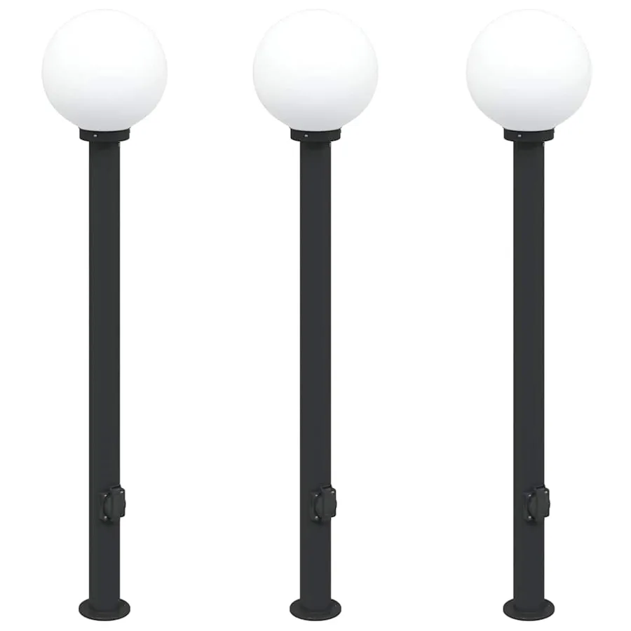 Bornes lumineuses avec sortie lot de 3 120 cm noir IP44 - 2