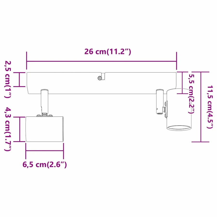 Spot de plafond Blanc 26 x 6,5 x 11,5 cm Métal - 14