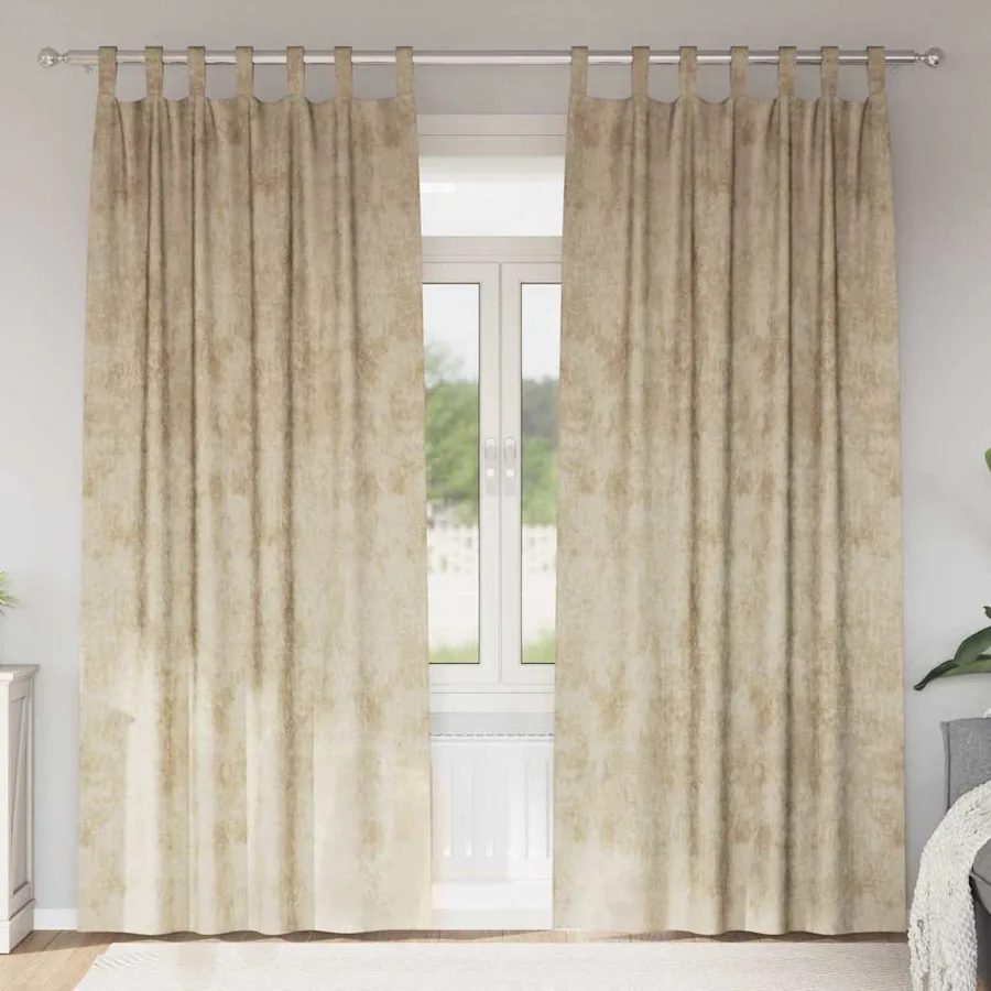 Rideaux en velours 2 pcs Crème 225 x 140 cm Velours