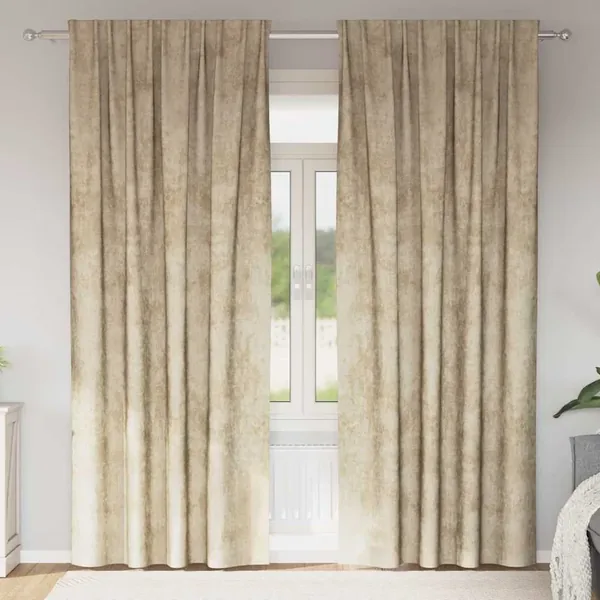Rideaux en velours 2 pcs Crème 225 x 140 cm Velours
