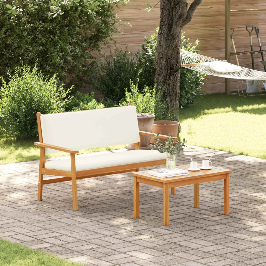 Ensemble de canapé de jardin avec coussin 2 pcs Blanc crème