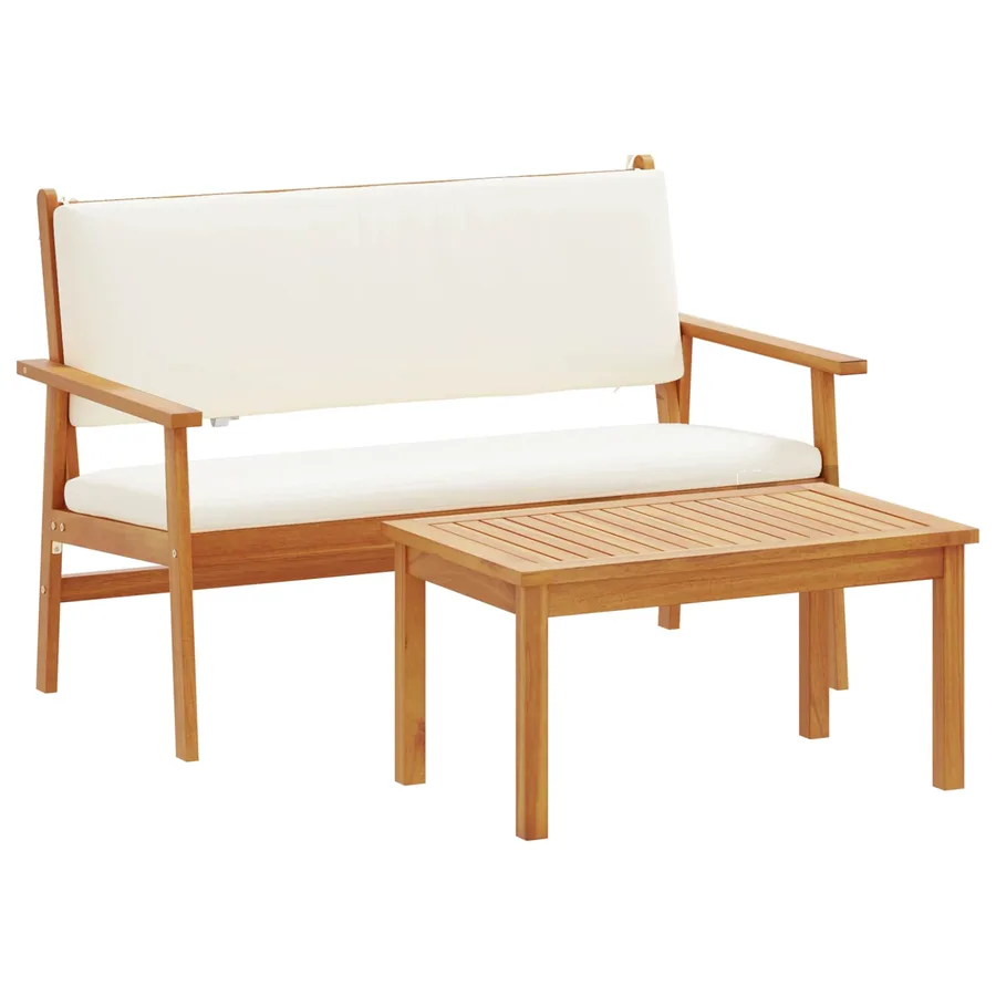 Ensemble de canapé de jardin avec coussin 2 pcs Blanc crème - 2